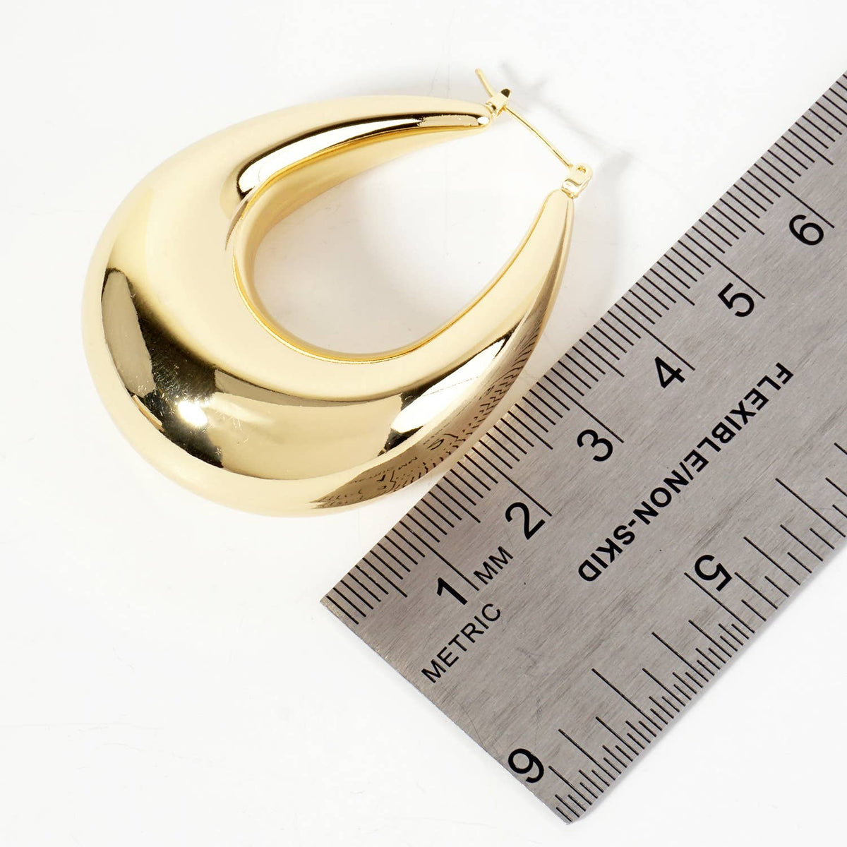 Polished Brass Hollow Tapered Teardrop Tube Hoop Earrings