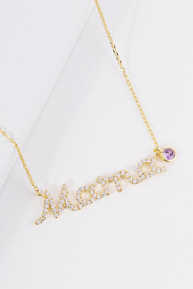 Gold Plated Birthstone Mama Necklace