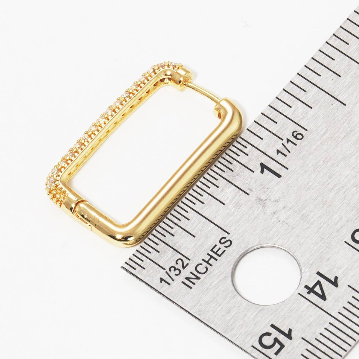 Gold Rectangular Shaped Huggie Earrings