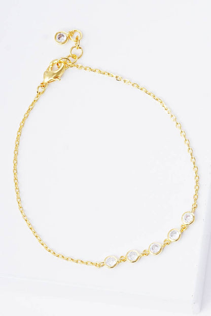 Dainty Bezel-Set Cubic Zirconia Station Chain Bracelet