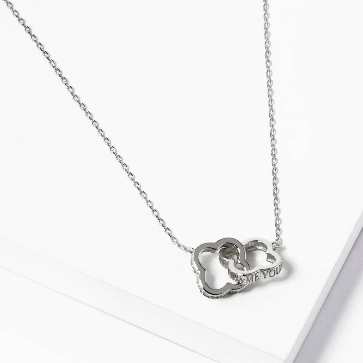 Interlocking Four-Leaf Clover "Me & You" Pendant Necklace