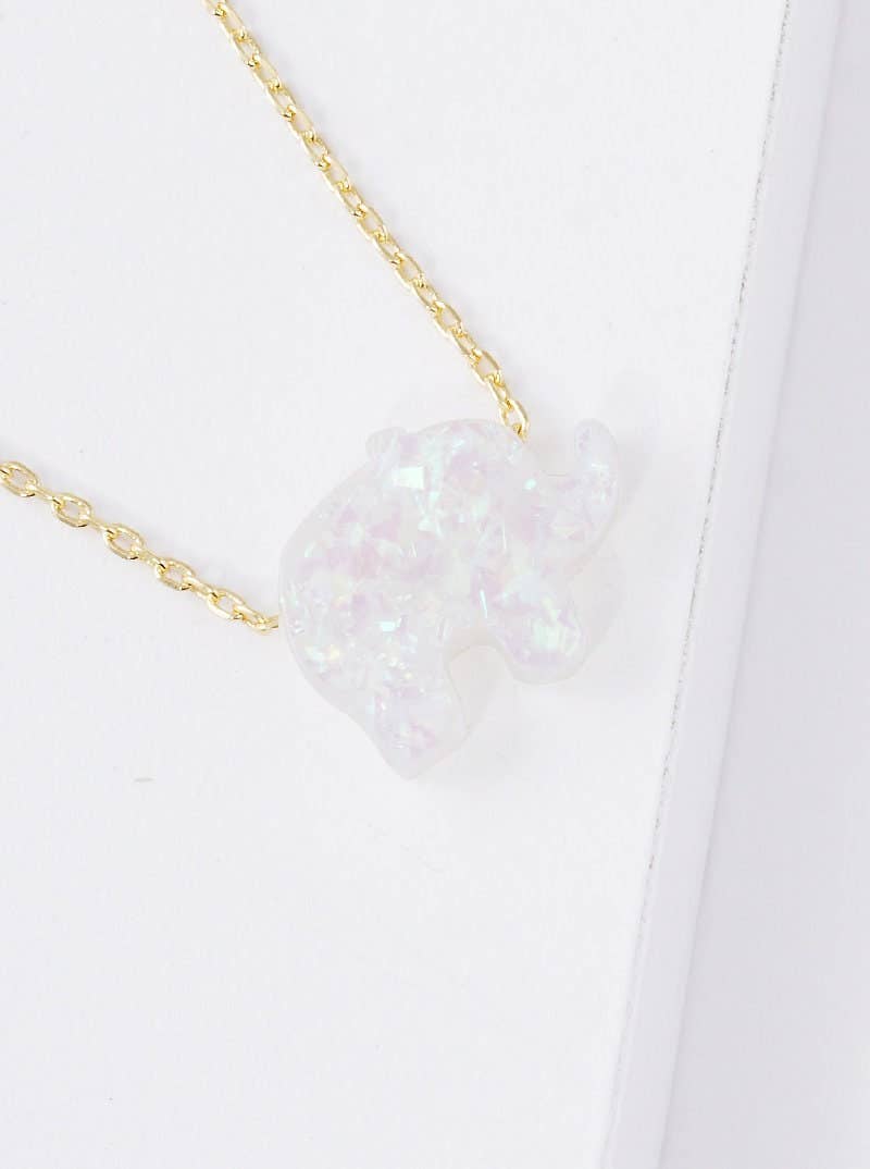 Gold Plated Opal Elephant Necklace