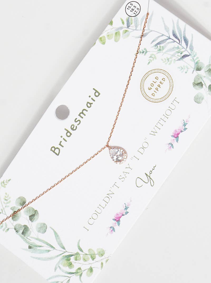 Dainty Pear Cubic Zirconia Bridesmaid Necklace