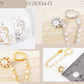 Pave-Set CZ Pearl Flower Stud and Ear Cuff Drape Earring Set