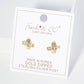 18K Gold Dipped Square CZ Embedded X Stud Earrings