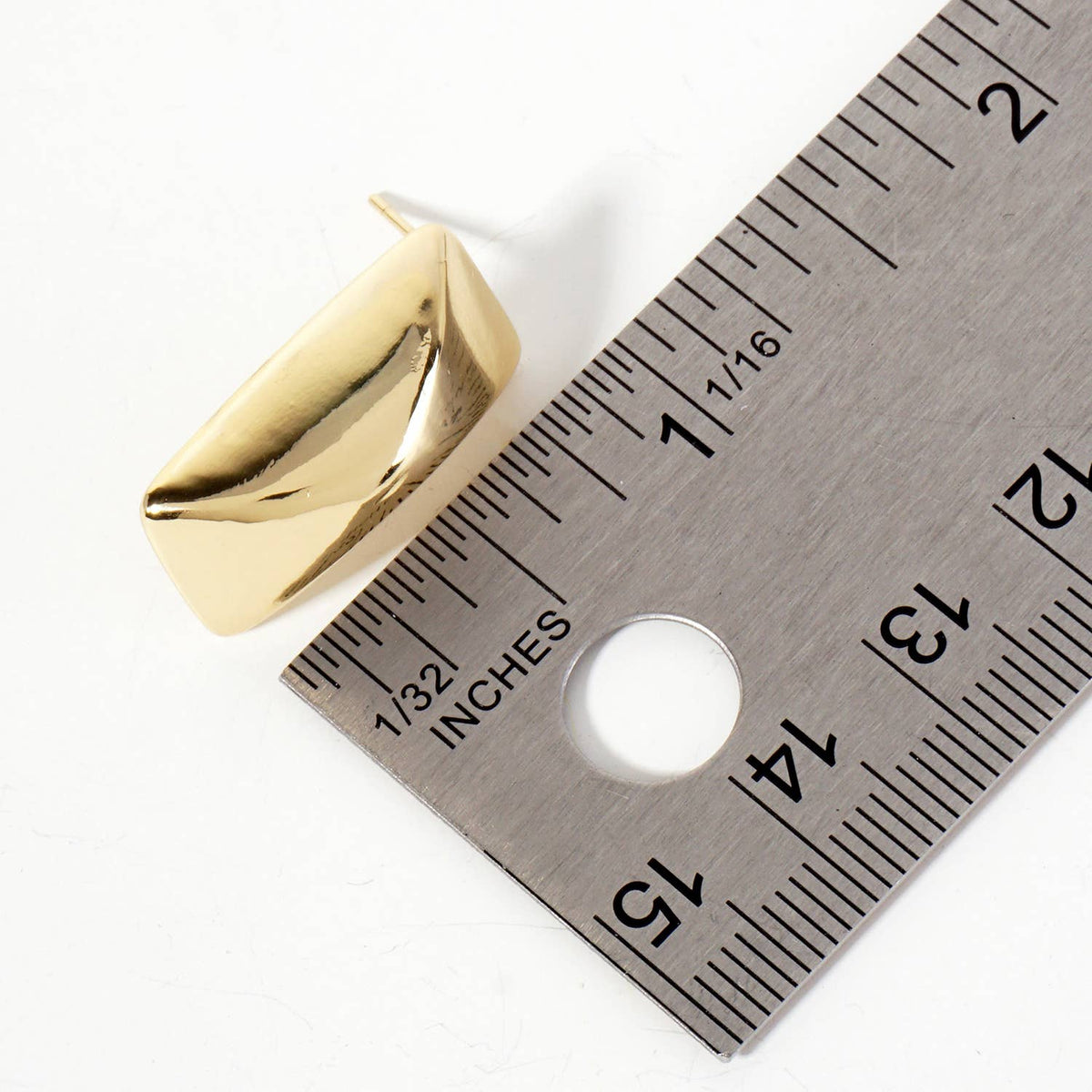 Rectangle with Center Corner 18K-Gold-Dipped Stud Earrings