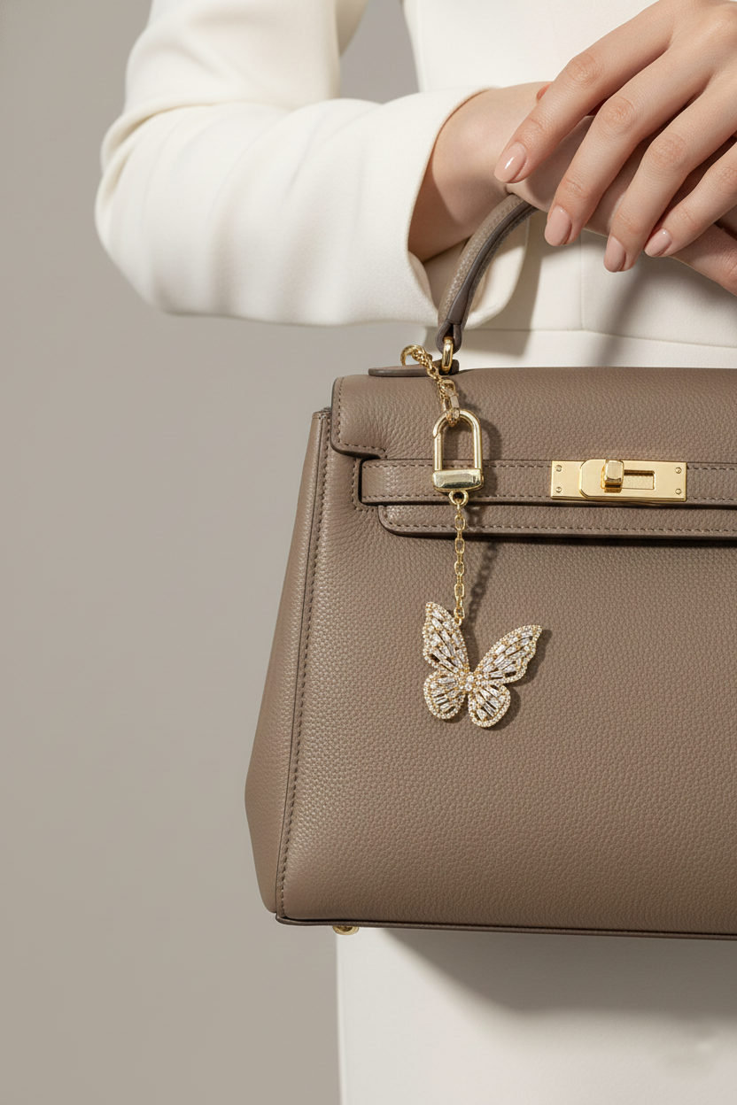 Crystal Butterfly Bag Charm & Keychain