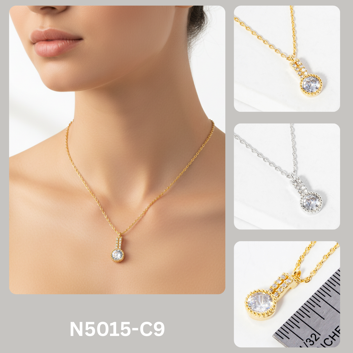 Quiet Luxury Round Cubic Zirconia Drop Pendant Necklace
