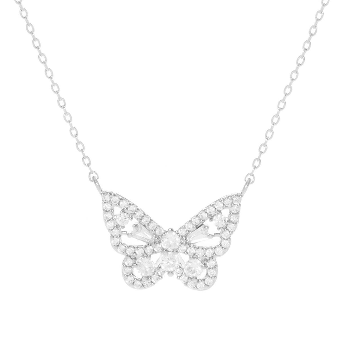 Gold Baguette Butterfly Necklace