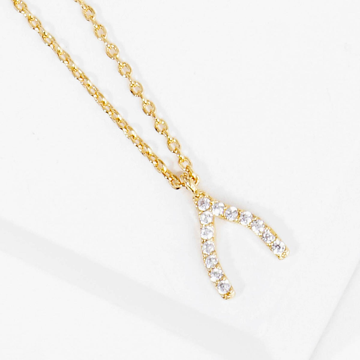Dazzling Pave Wishbone Pendant Necklace