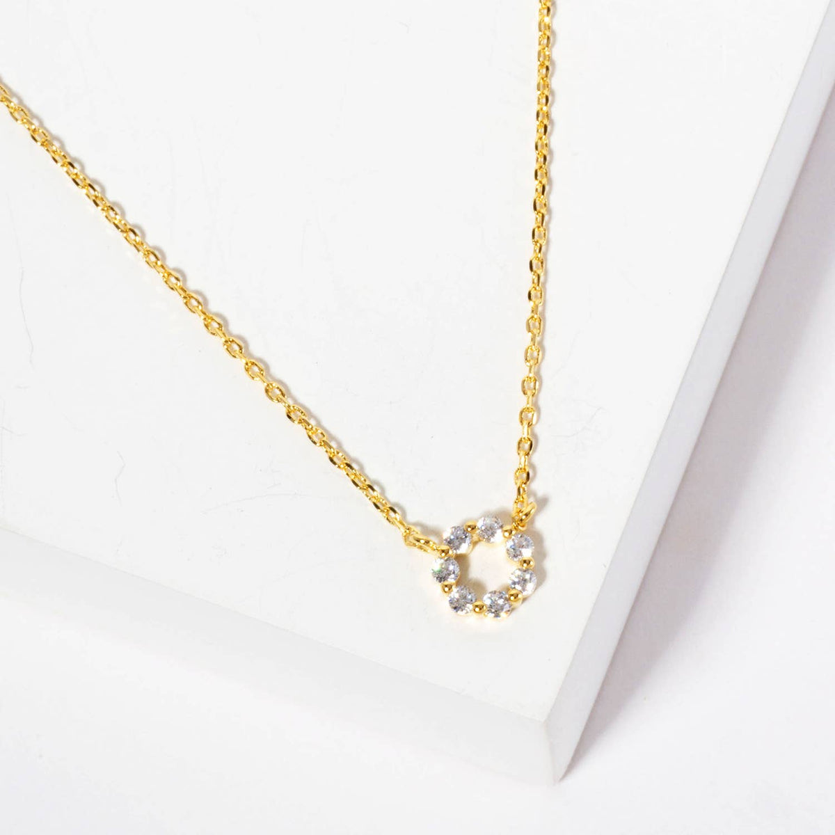 Minimalist Sparkling CZ Open Circle Pendant Necklace