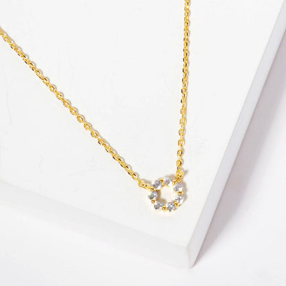 Minimalist Sparkling CZ Open Circle Pendant Necklace