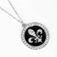 Gold Plated Fleur De Lis Circle Pendant Necklace