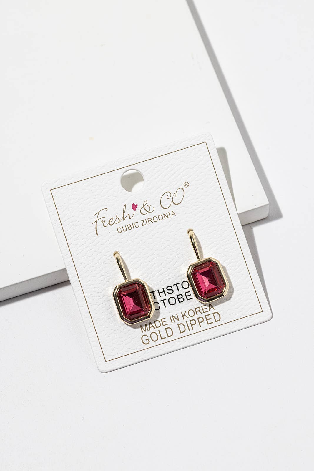 Birthstone Dangle Earrings – Gold-Dipped Octagon Cubic