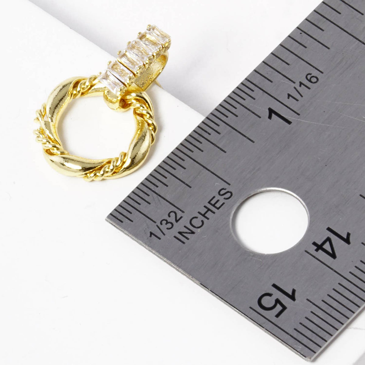 Geometric Twist & Cubic Zirconia Drop Hoop Earrings