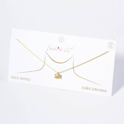 CZ Elephant Pendant Necklace
