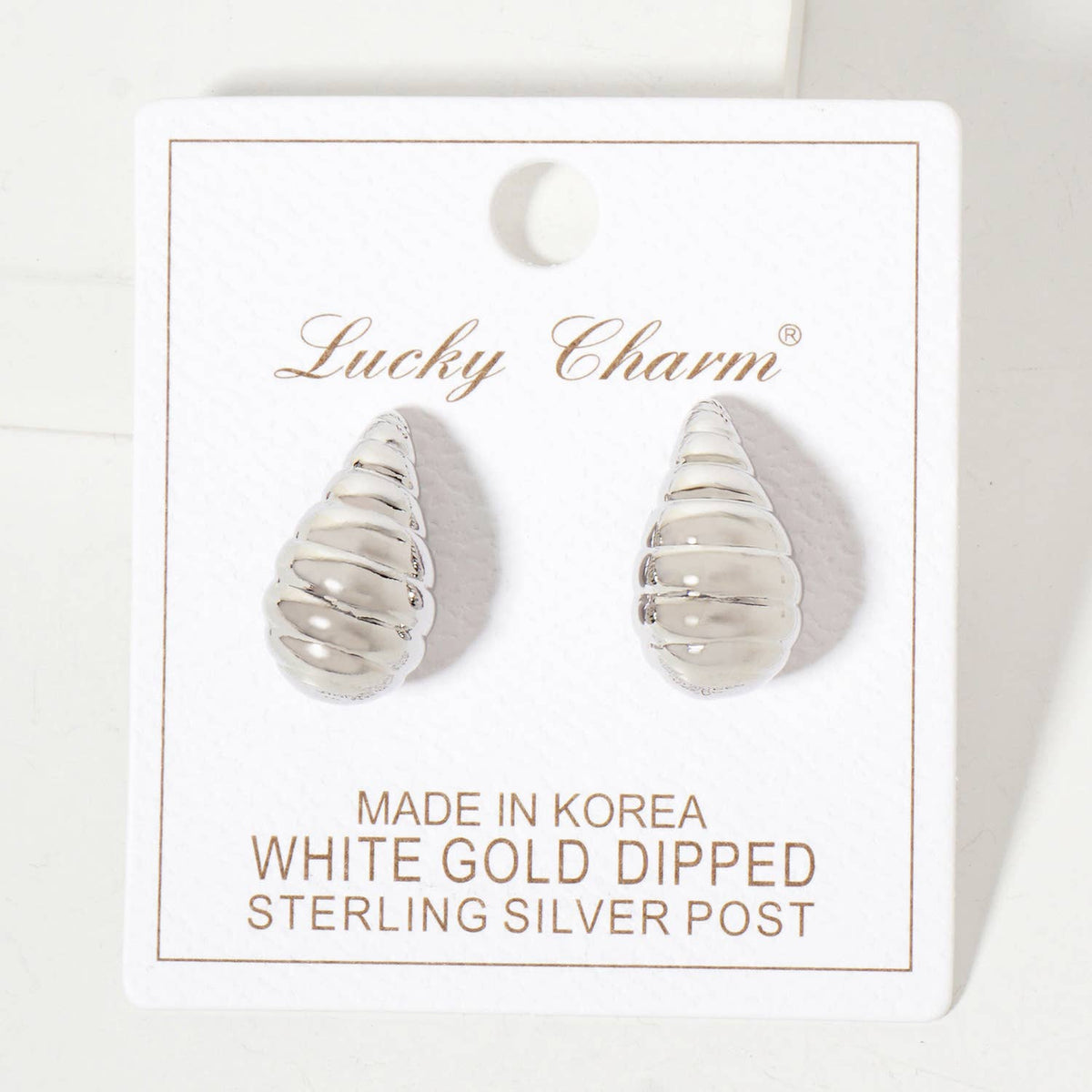 Polished Brass Textured 20mm Puffy Teardrop Stud Earrings