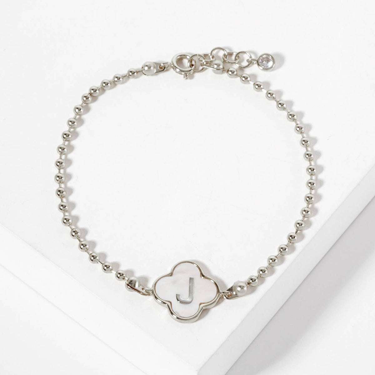 Dainty Gold Dipped Initial Clover Bracelet