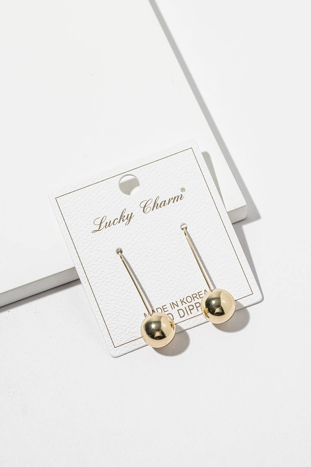 Long Hook Ball Drop Earrings – Metal Ball & Pearl Ball, Gold