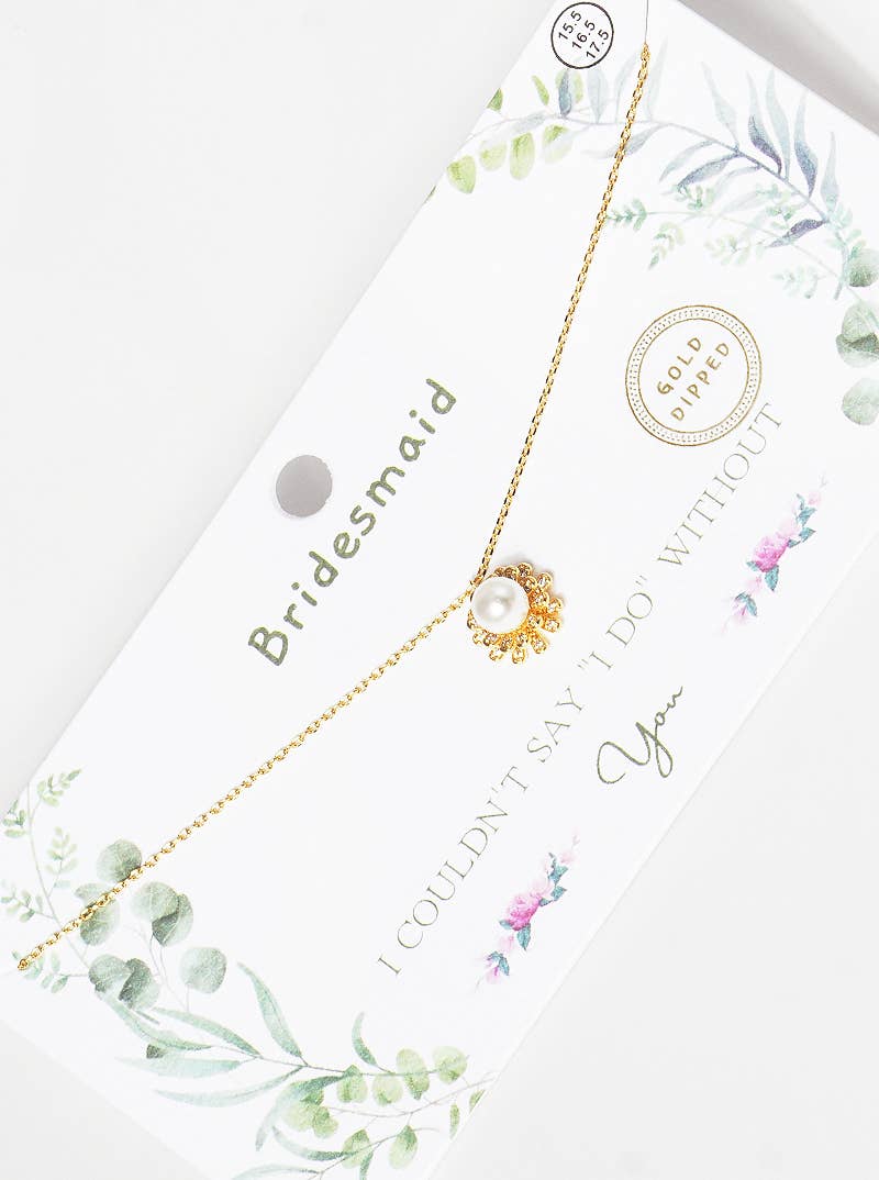 Bridesmaid Pearl Flower Pendant Necklace