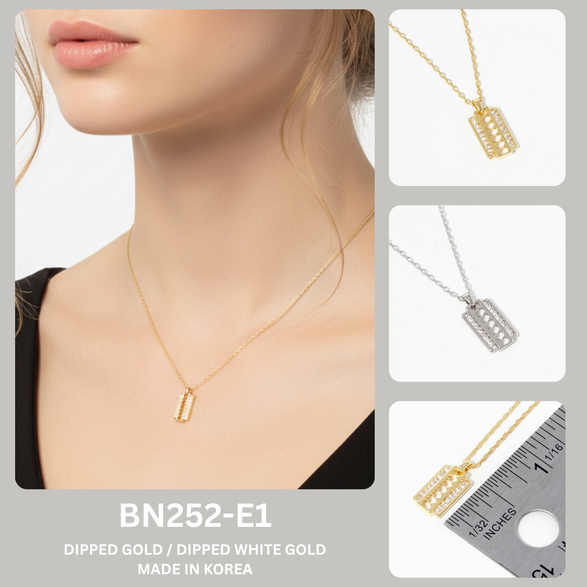 Dainty Crystal Razor Blade Pendant Necklace