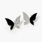 Cubic Zirconia & Enamel Asymmetric Butterfly Stud Earrings