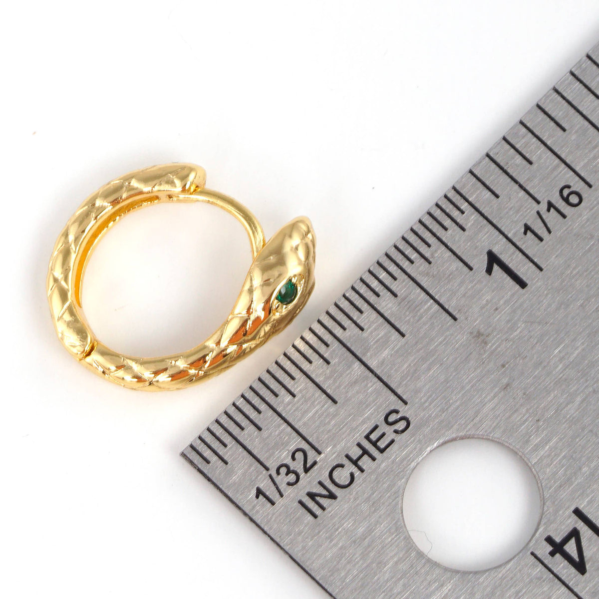 Gold Plated Snake Huggie Hoop Earrings