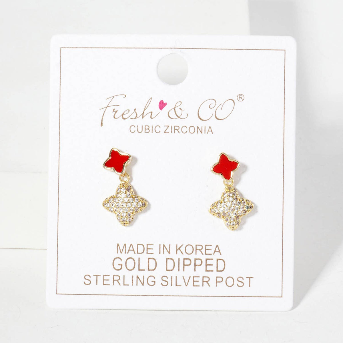 6-10mm Pave-Set Double Quatrefoil Drop Dangle Earrings