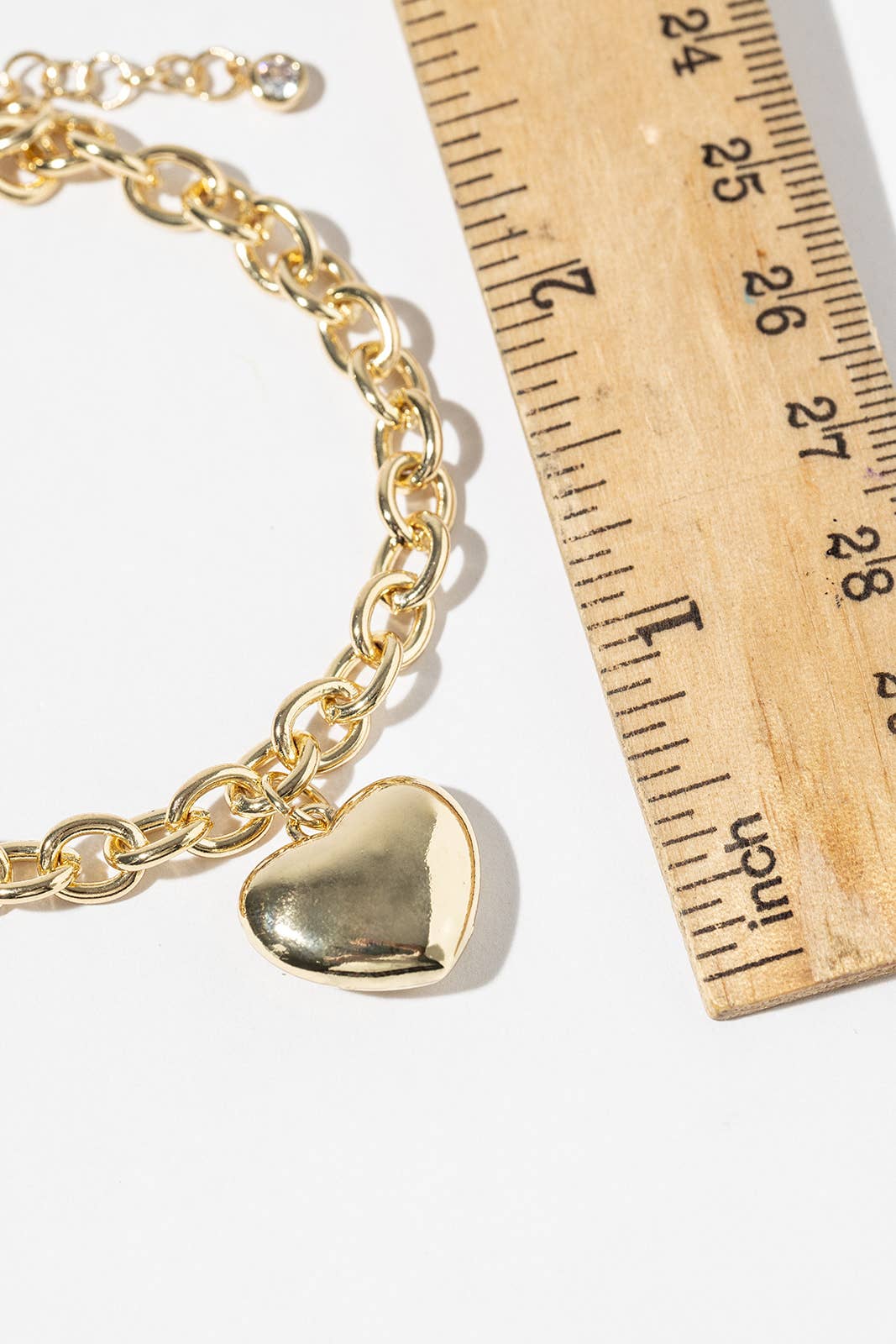 Puffed Heart Chunky Chain Bracelet with Easy Magnetic Clasp