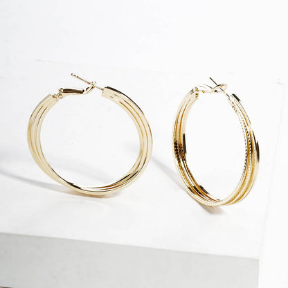Geometric Triple-Row Hoop Earrings