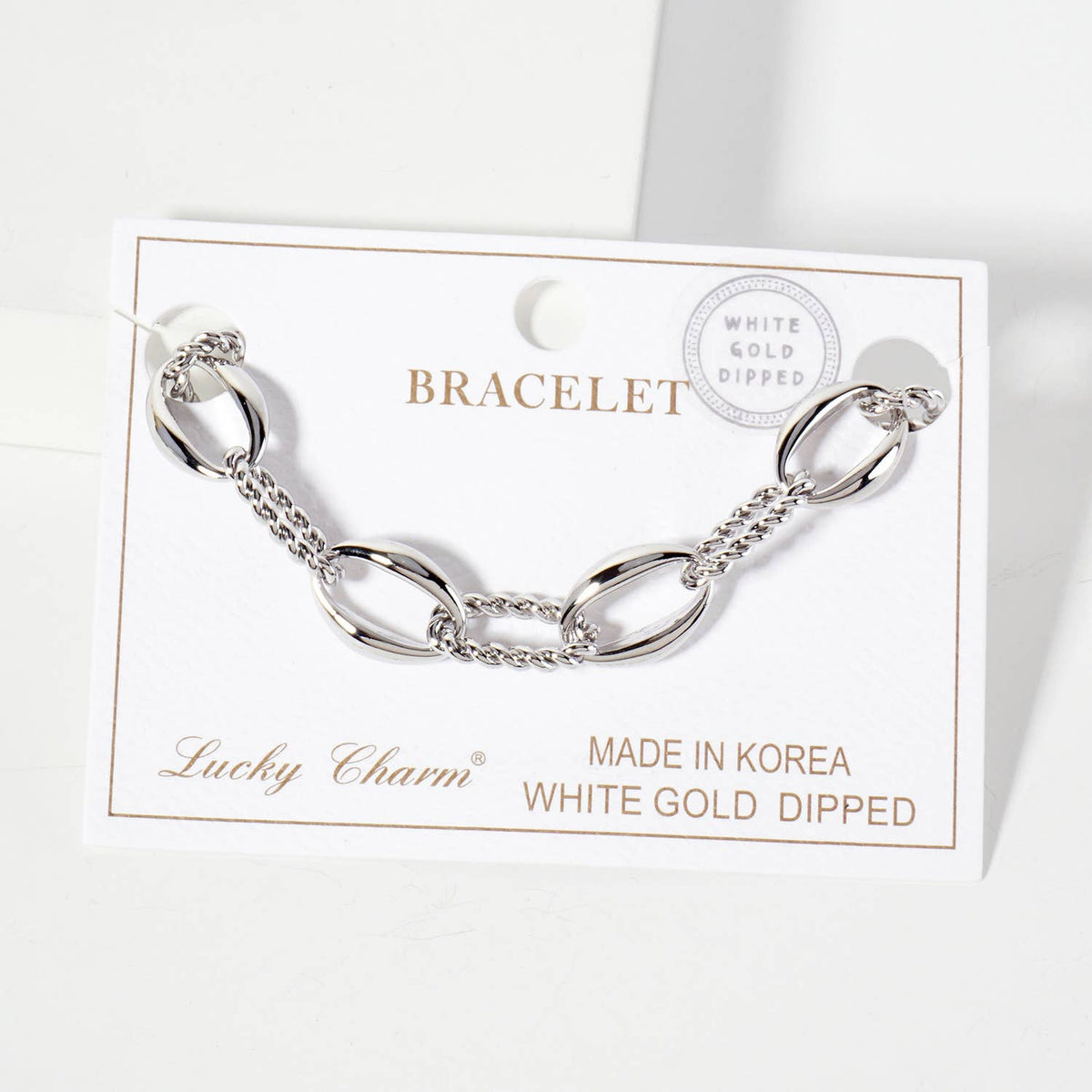 Polished Brass 15mm Twisted Chain and Oval Link Bracelet