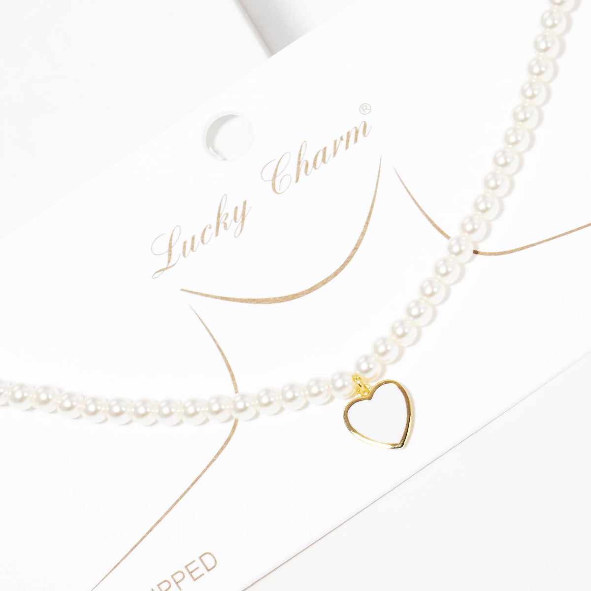 Gold Plated Heart Pearl Necklace