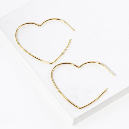 18K Gold Dipped 35mm Heart Shape Lightweight Open Hoop