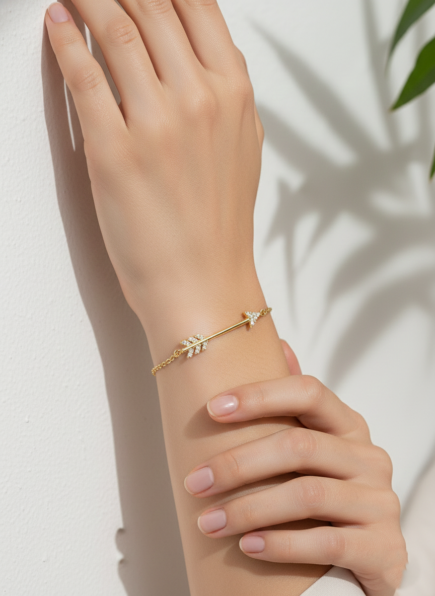 Minimalist Pavé Arrow Charm Bracelet