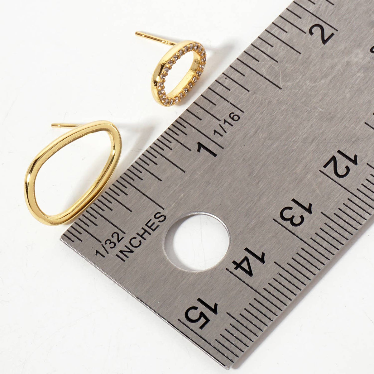 Minimalist Asymmetrical Organic Oval Stud Earrings