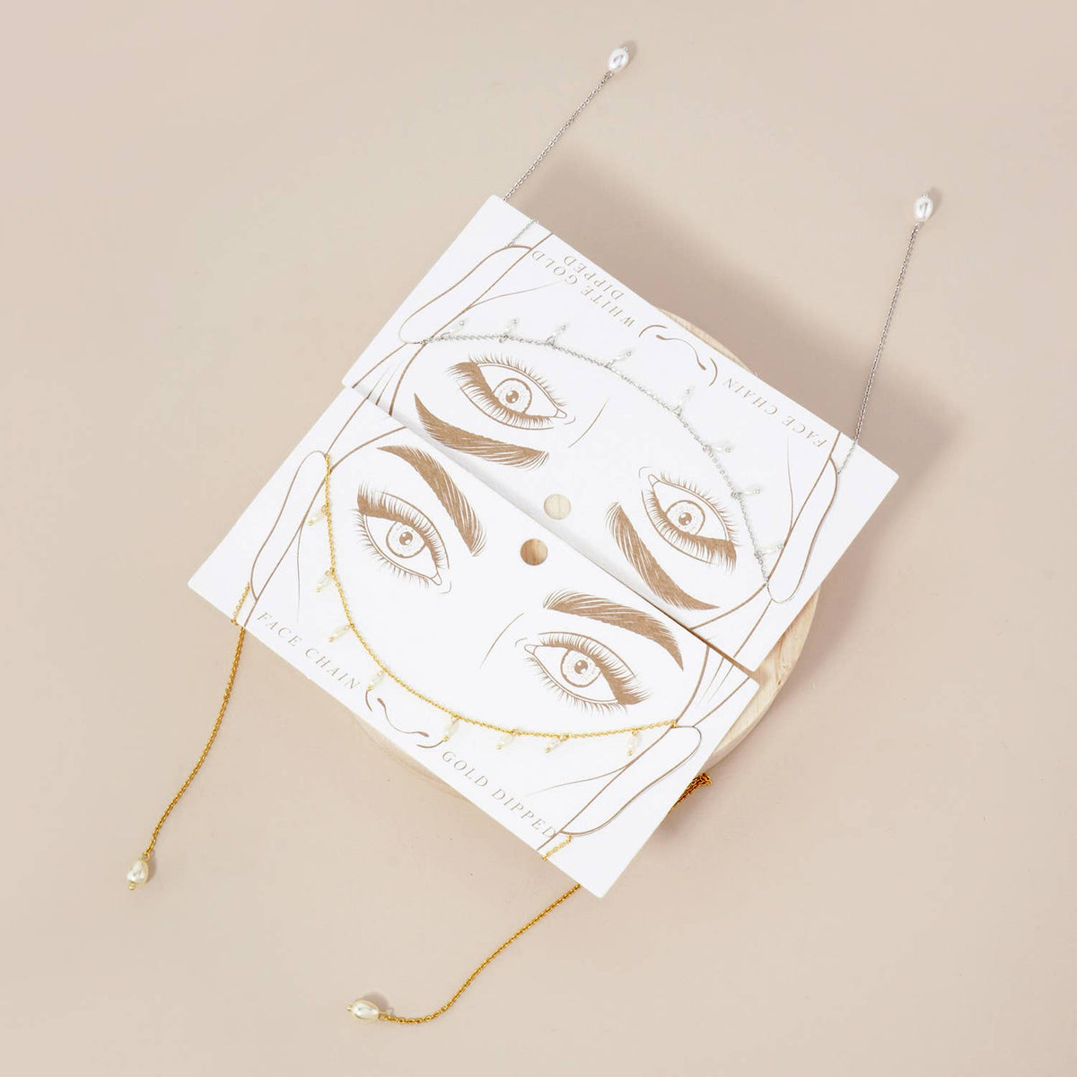 Satellite-Style Glass Pearl Drop 18K-Gold-Dipped Face-Chain
