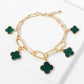 18K Gold Plated Clover Charm Paperclip Link Bracelet
