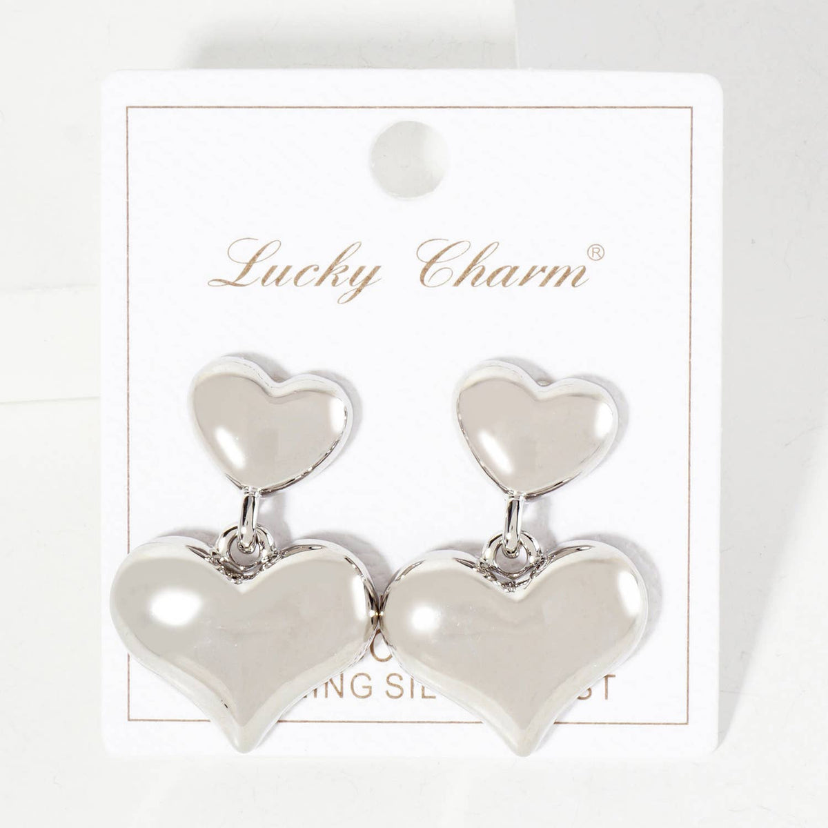 Polished Brass Double Heart Drop Dangle Earrings