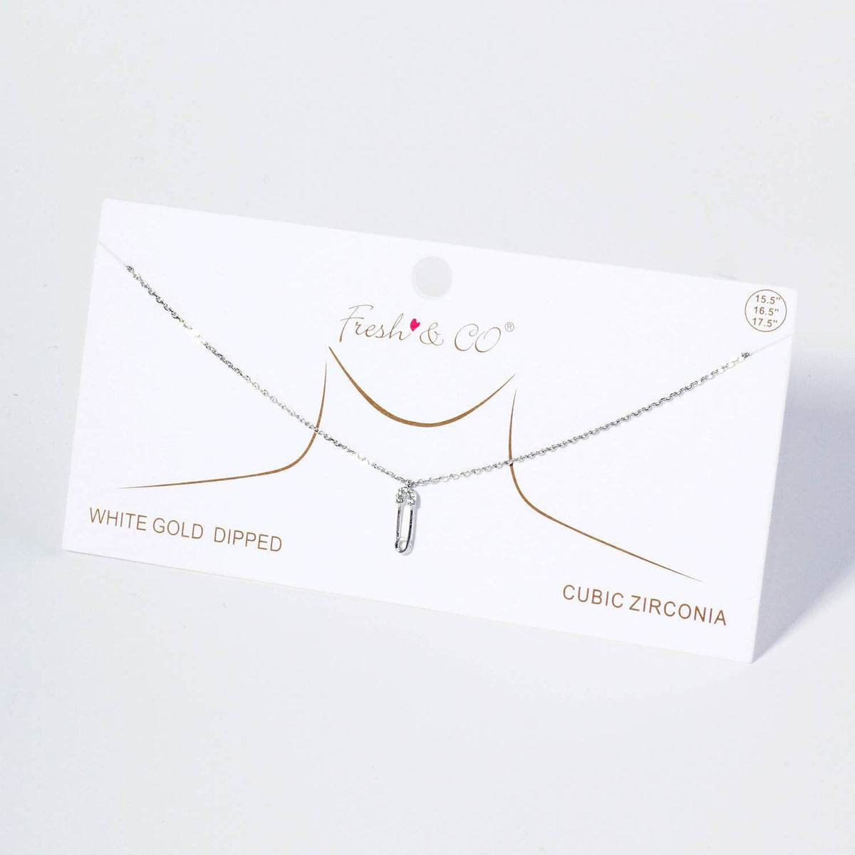 Dainty Cubic Zirconia Safety Pin Pendant Necklace