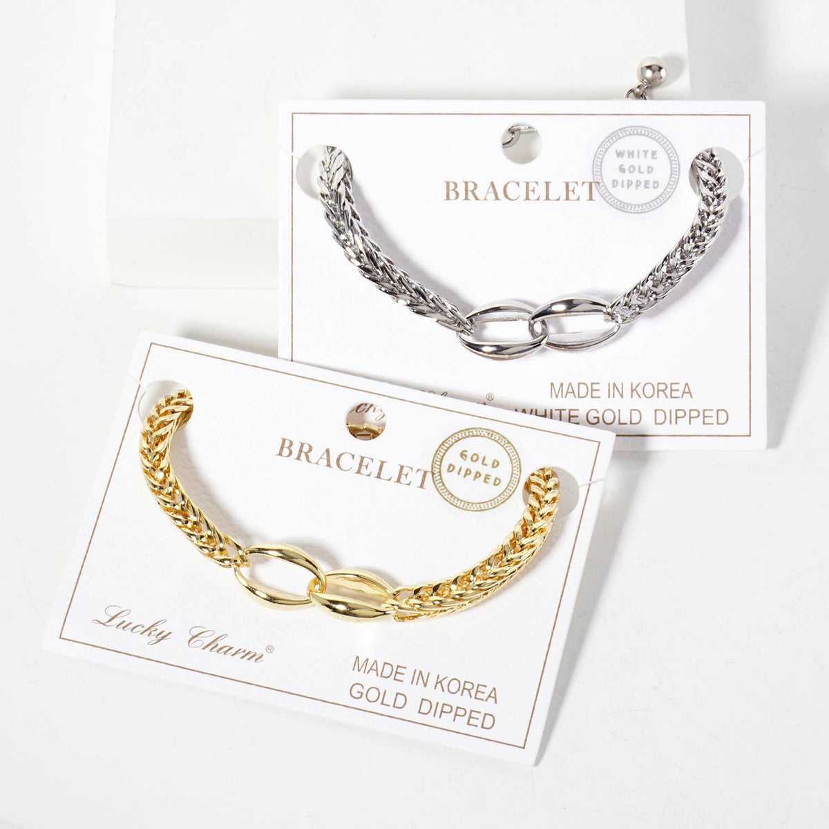 Mixed Texture Oval Link Bracelet