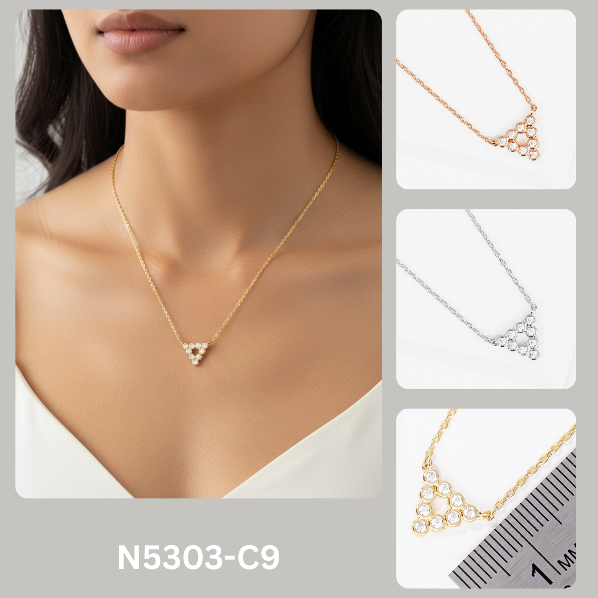 Open Triangle Pave Charm Necklace