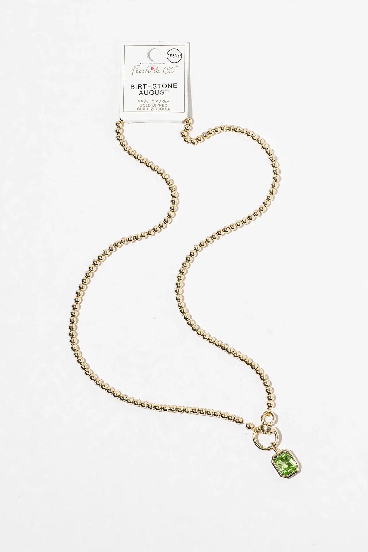 Birthstone Pendant Necklace – Gold-Dipped Ball Chain