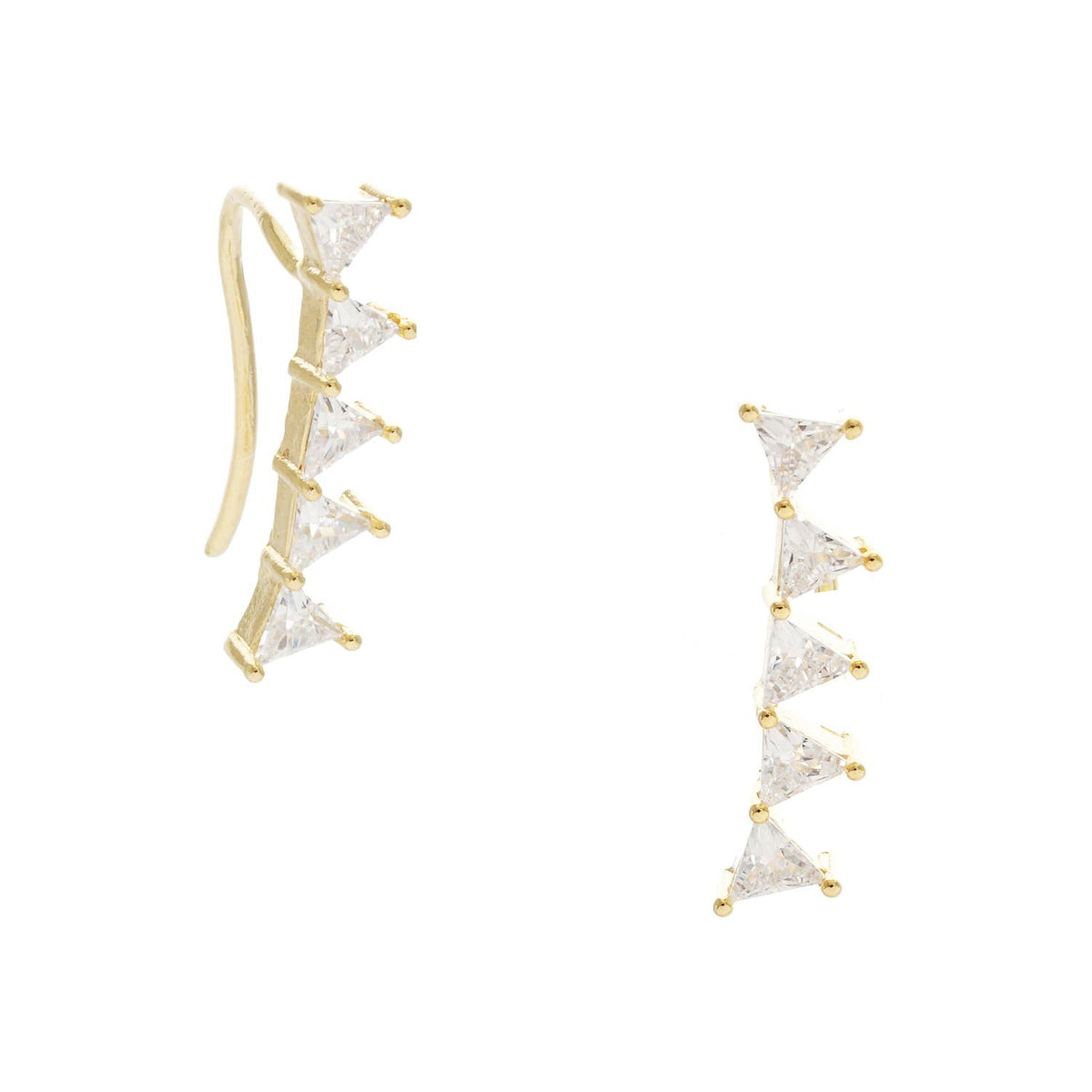 Gold Spike Ear Jacket Earrings
