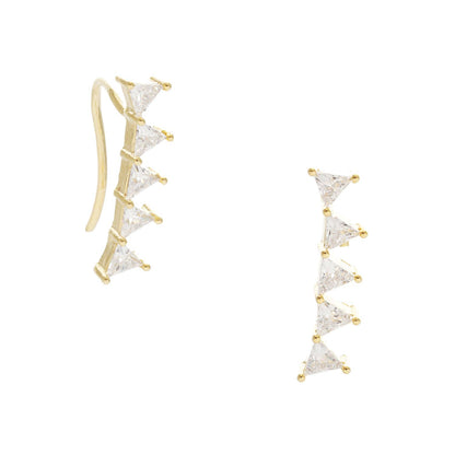 Gold Spike Ear Jacket Earrings