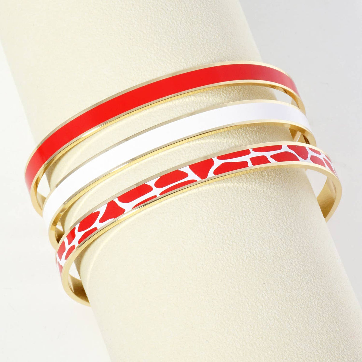18K GOLD TWO-TONE ANIMAL PRINT GAME DAY ENAMEL CUFF BRACELET