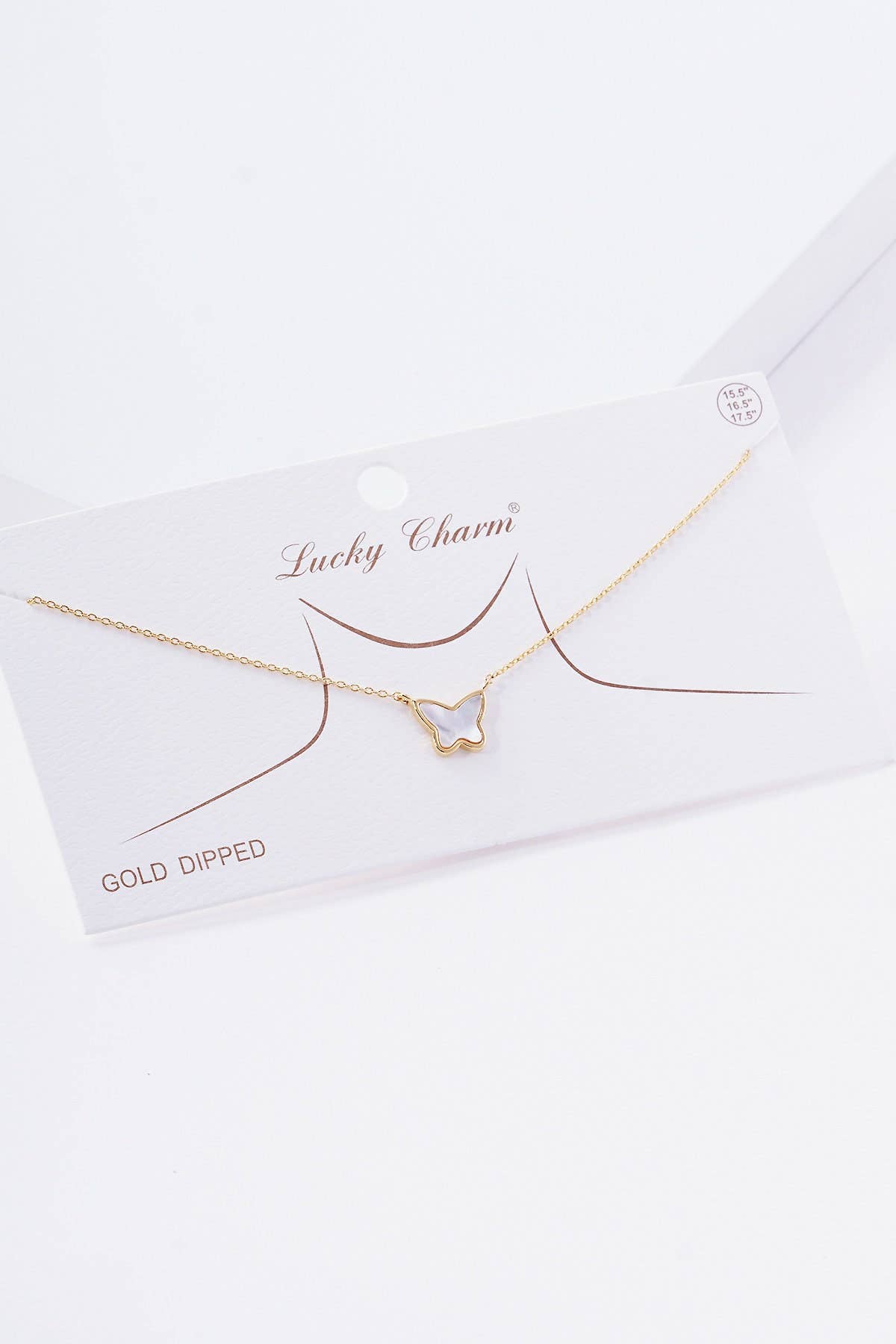 White Shelled Butterfly Pendant Necklace