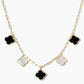 5-Clover Charm Paperclip Link Station Necklace