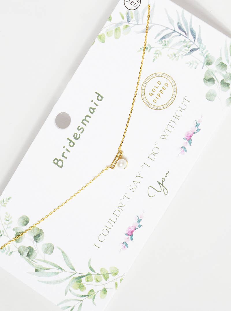 Bridesmaid Pearl & Crystal Bar Pendant Necklace