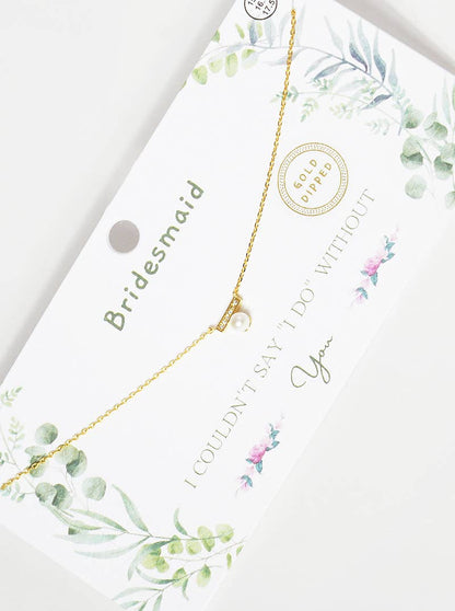 Bridesmaid Pearl & Crystal Bar Pendant Necklace