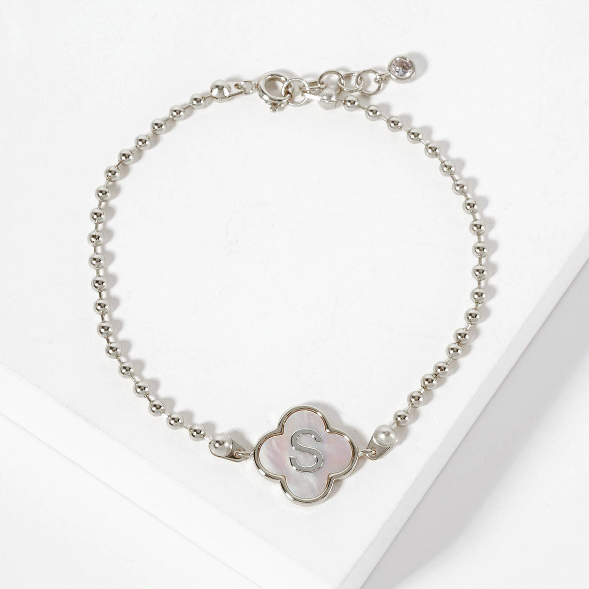 Dainty Gold Dipped Initial Clover Bracelet